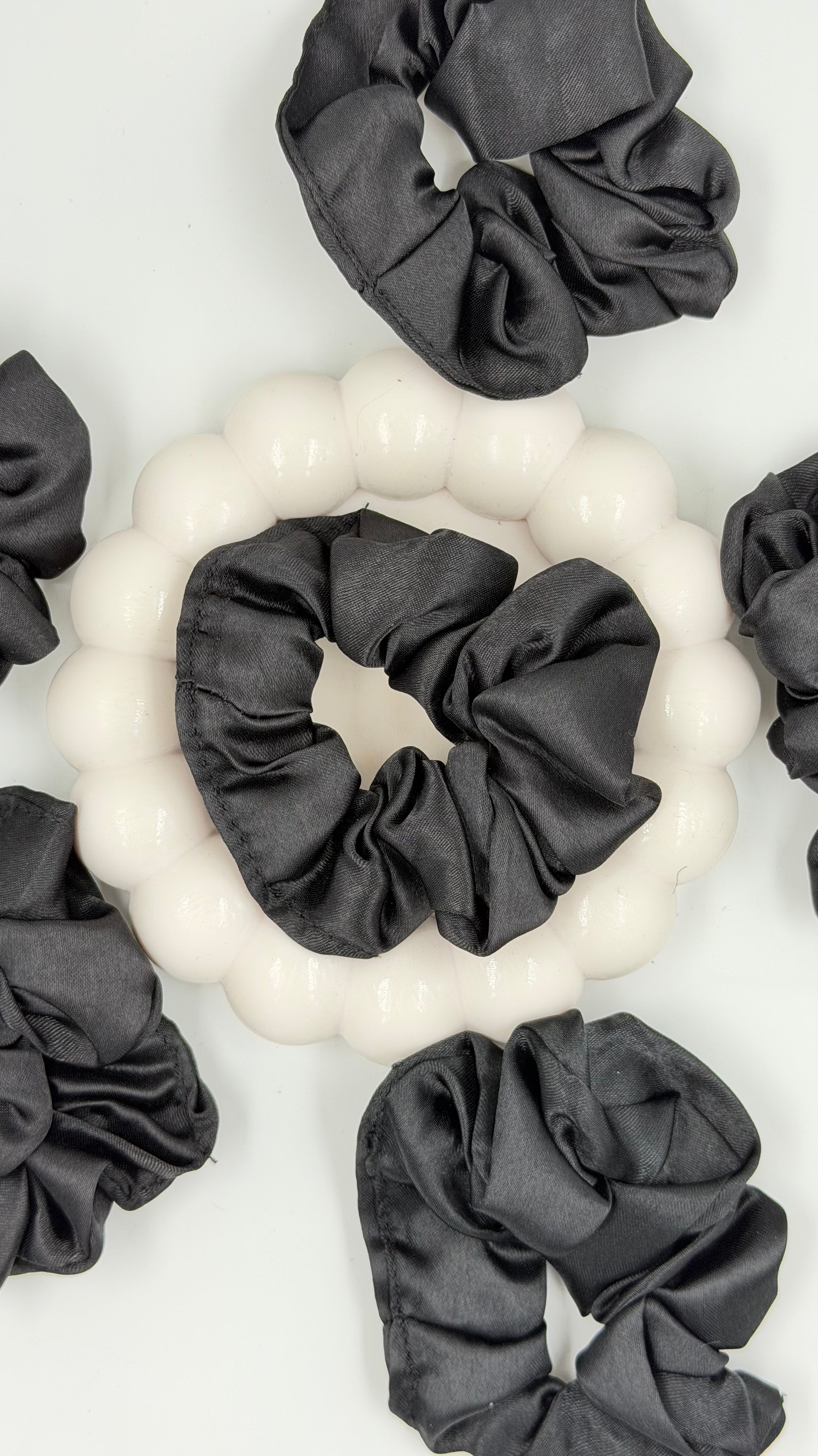 Avaara Classic Black Satin Scrunchies